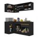 Armário de Cozinha Compacta de Canto com Rodapé Veneza Multimóveis V2091 Preto/Dourado