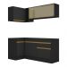 Armário de Cozinha Compacta de Canto com Rodapé Veneza Multimóveis V2091 Preto/Dourado