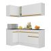 Armário de Cozinha Compacta de Canto com Rodapé Veneza Multimóveis V2092 Branco/Dourado