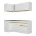 Armário de Cozinha Compacta de Canto com Rodapé Veneza Multimóveis V2092 Branco/Dourado