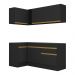 Armário de Cozinha Compacta de Canto com Rodapé Veneza Multimóveis V2092 Preto/Dourado