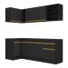 Armário de Cozinha Compacta de Canto com Rodapé Veneza Multimóveis V2093 Preto/Dourado