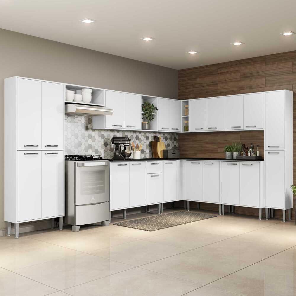 Armário de Cozinha Completa 11 peças Xangai Pop Multimóveis Branco