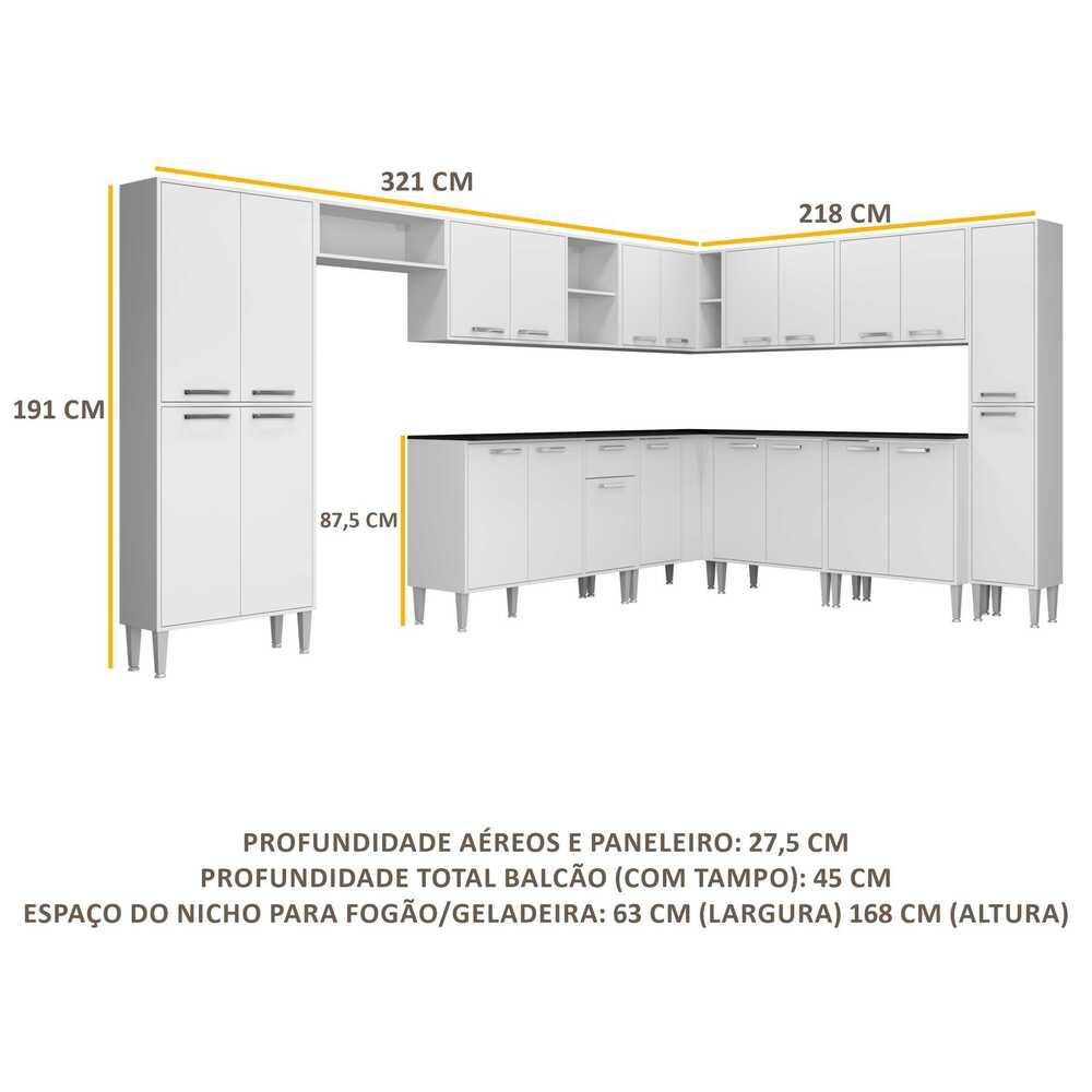 Armário de Cozinha Completa 11 peças Xangai Pop Multimóveis Branco