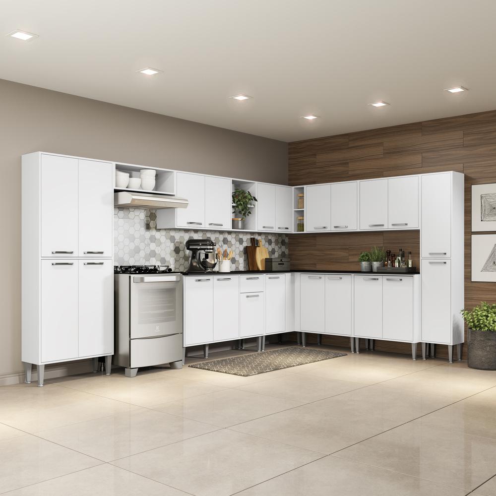 Armário de Cozinha Completa 11 peças Xangai Pop Multimóveis Branco