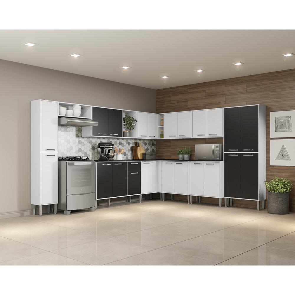 Armário de Cozinha Completa 11 peças Xangai Pop Multimóveis Branco/Preto