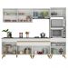 Armário de Cozinha Completa 252cm Veneza Multimóveis V3713 Branco/Dourado