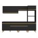 Armário de Cozinha Completa 252cm Veneza Multimóveis V3713 Preto/Dourado