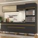 Armário de Cozinha Completa 252cm Veneza Multimóveis V3715 Preto/Dourado