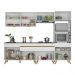 Armário de Cozinha Completa 252cm com Leds Veneza Up Multimóveis V2035 Branco/Dourado