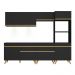 Armário de Cozinha Completa 252cm com Leds Veneza Up Multimóveis V2035 Preto/Dourado