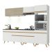 Armário de Cozinha Completa 252cm com Leds Veneza Up Multimóveis V2037 Branco/Dourado