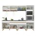 Armário de Cozinha Completa 252cm com Leds Veneza Up Multimóveis V2037 Branco/Dourado