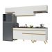 Armário de Cozinha Completa 260cm Veneza Multimóveis V3708 Branco/Dourado