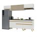 Armário de Cozinha Completa 260cm Veneza Multimóveis V3710 Branco/Dourado