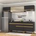 Armário de Cozinha Completa 260cm Veneza Multimóveis V3710 Preto/Dourado