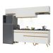 Armário de Cozinha Completa 260cm com Leds Veneza Up Multimóveis V2032 Branco/Dourado
