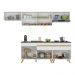 Armário de Cozinha Completa 260cm com Leds Veneza Up Multimóveis V2032 Branco/Dourado