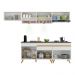 Armário de Cozinha Completa 260cm com Leds Veneza Up Multimóveis V2033 Branco/Dourado