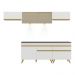 Armário de Cozinha Completa 260cm com Leds Veneza Up Multimóveis V2033 Branco/Dourado