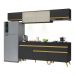 Armário de Cozinha Completa 260cm com Leds Veneza Up Multimóveis V2033 Preto/Dourado