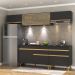 Armário de Cozinha Completa 260cm com Leds Veneza Up Multimóveis V2033 Preto/Dourado