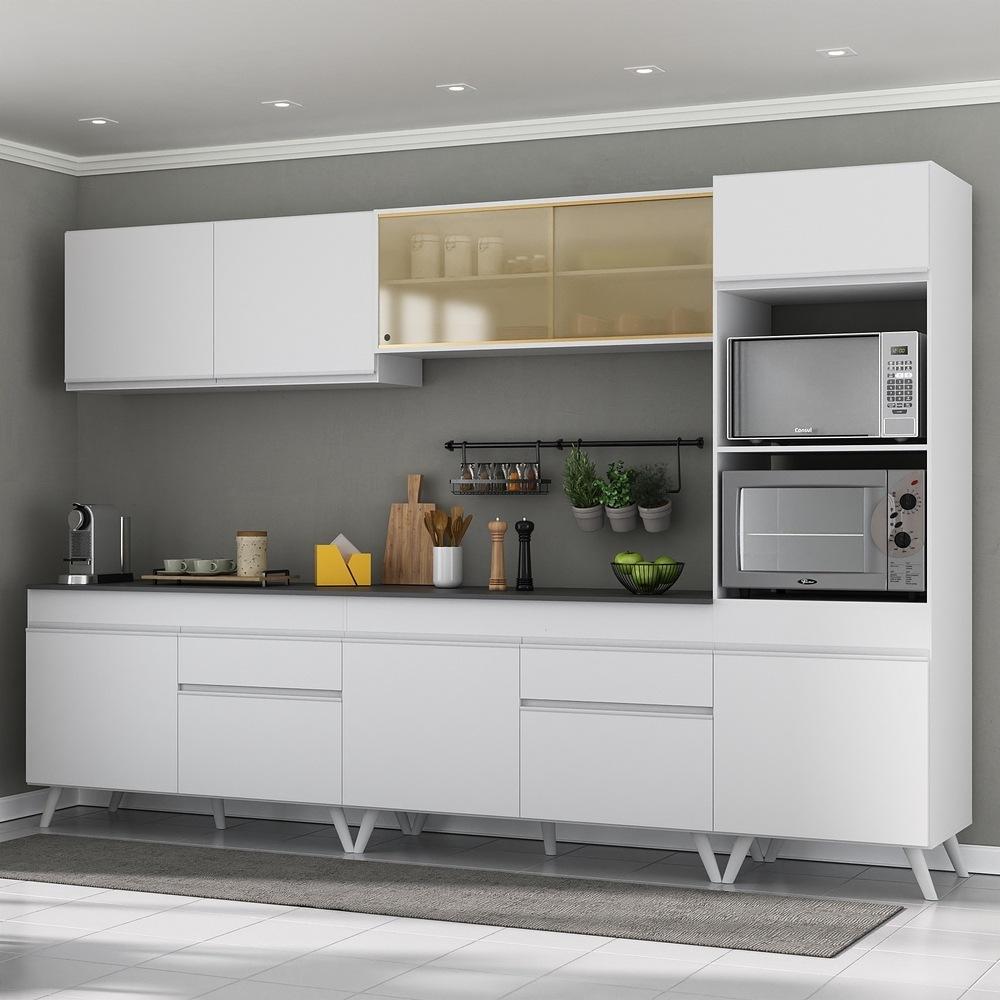 Armário de Cozinha Completa 302cm Veneza Multimóveis V3689 Branco