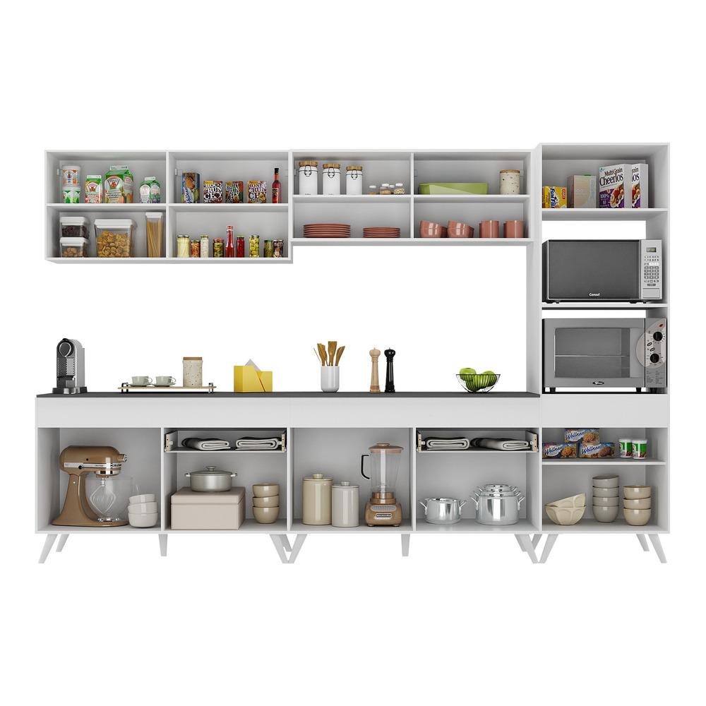 Armário de Cozinha Completa 302cm Veneza Multimóveis V3689 Branco