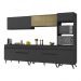 Armário de Cozinha Completa 302cm Veneza Multimóveis V3689 Preto