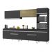 Armário de Cozinha Completa 302cm Veneza Multimóveis V3689 Preto/Branco