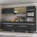 Armário de Cozinha Completa 302cm Veneza Multimóveis V3689 Preto/Branco