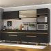 Armário de Cozinha Completa 302cm Veneza Multimóveis V3689 Preto/Dourado