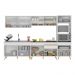 Armário de Cozinha Completa 302cm Veneza Multimóveis V3750 Branco/Dourado