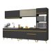 Armário de Cozinha Completa 302cm Veneza Multimóveis V3750 Preto/Dourado