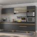 Armário de Cozinha Completa 302cm Veneza Multimóveis V3750 Preto/Dourado