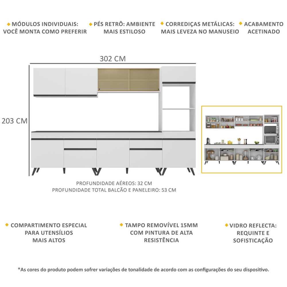 Armário de Cozinha Completa 5 peças MP3689.891 Veneza Multimóveis Branco
