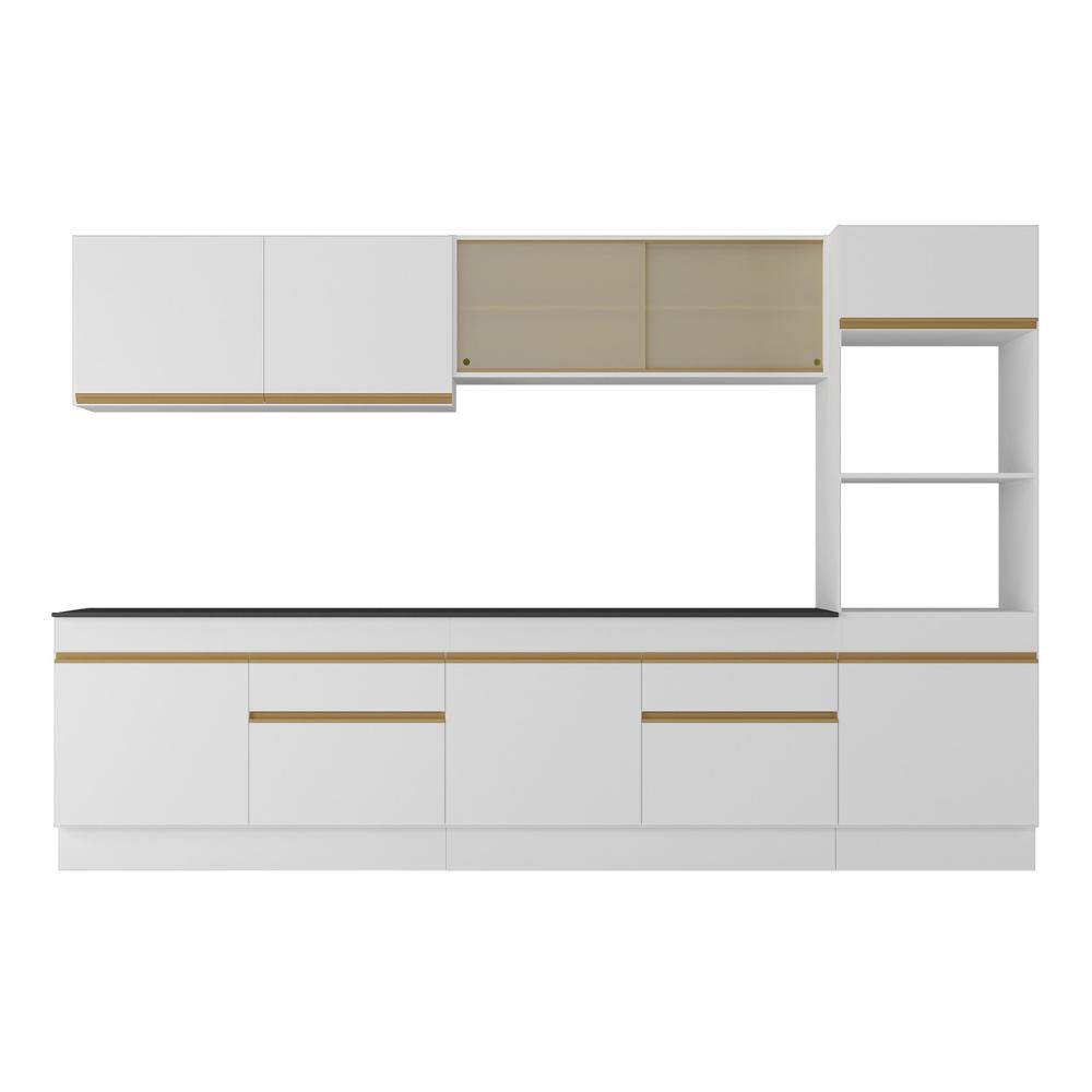 Armário de Cozinha Completa 5 peças com Rodapé MP2175 Made Multimóveis Branco/Dourado