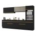 Armário de Cozinha Completa 5 peças com Rodapé MP2175 Made Multimóveis Preto/Dourado