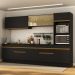 Armário de Cozinha Completa 5 peças com Rodapé MP2175 Made Multimóveis Preto/Dourado