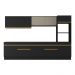 Armário de Cozinha Completa 5 peças com Rodapé MP2175 Made Multimóveis Preto/Dourado