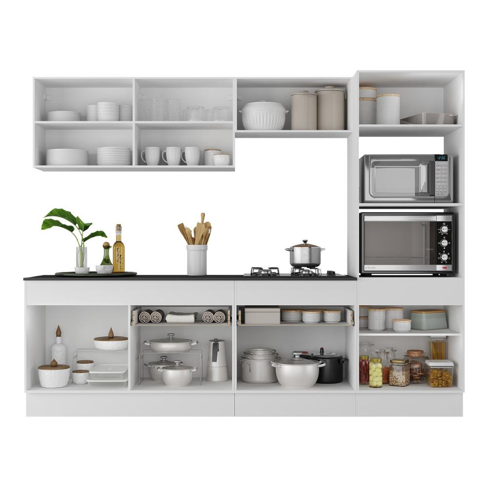 Armário de Cozinha Completa 5 peças com Rodapé MP2180 Made Multimóveis Branco