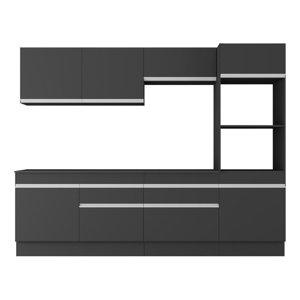 Armário de Cozinha Completa 5 peças com Rodapé MP2180 Made Multimóveis Preto/Branco