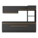 Armário de Cozinha Completa 5 peças com Rodapé MP2180 Made Multimóveis Preto/Dourado