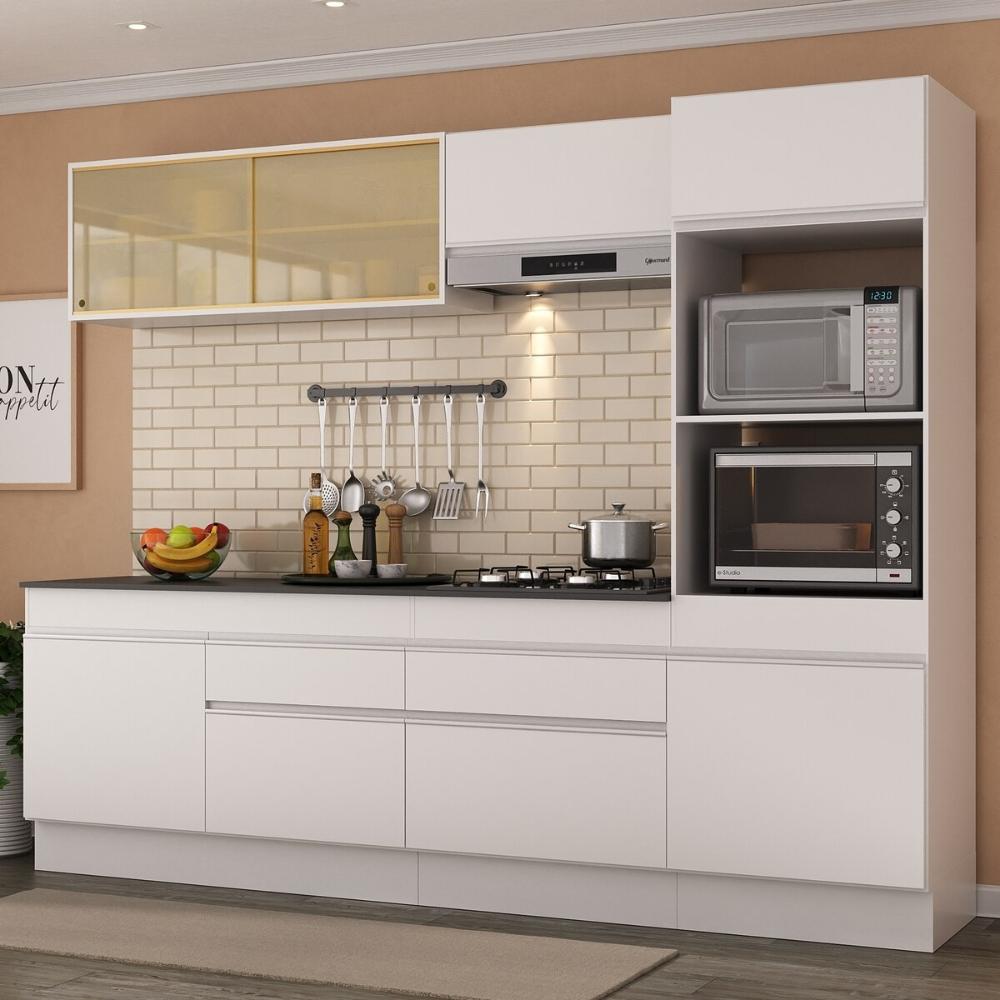 Armário de Cozinha Completa 5 peças com Rodapé MP2181 Made Multimóveis Branco