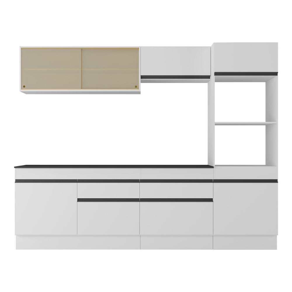 Armário de Cozinha Completa 5 peças com Rodapé MP2181 Made Multimóveis Branco/Preto