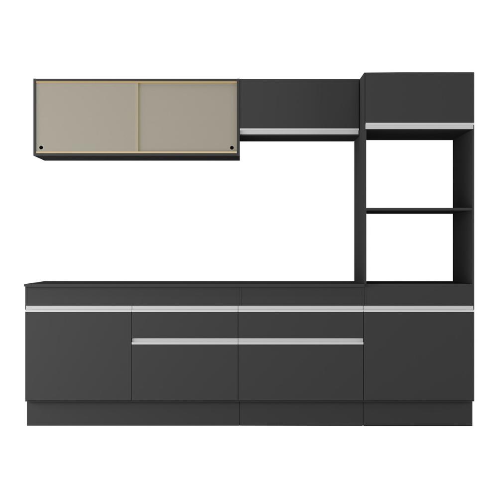 Armário de Cozinha Completa 5 peças com Rodapé MP2181 Made Multimóveis Preto/Branco
