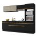 Armário de Cozinha Completa 5 peças com Rodapé MP2181 Made Multimóveis Preto/Dourado