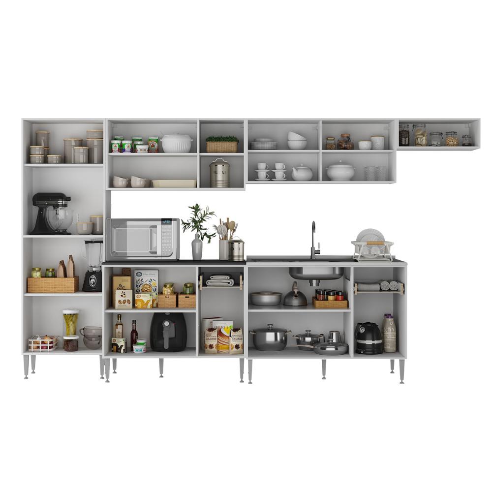 Armário de Cozinha Completa 6 Pçs com Balcão Gabinete Siena Multimóveis MP2243 Branco