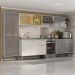 Armário de Cozinha Completa 6 Pçs com Balcão Gabinete Siena Multimóveis MP2243 Branco/Lacca Fumê
