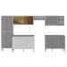Armário de Cozinha Completa 6 Pçs com Balcão Gabinete Siena Multimóveis MP2243 Branco/Lacca Fumê